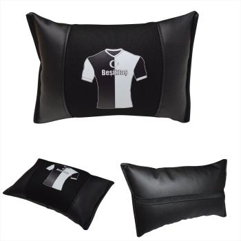 Auto Nackenkissen Nackenpolster Leder und gesticktes Polster Design Türkische Mannschaft BJK 1903 Fussballtrikot